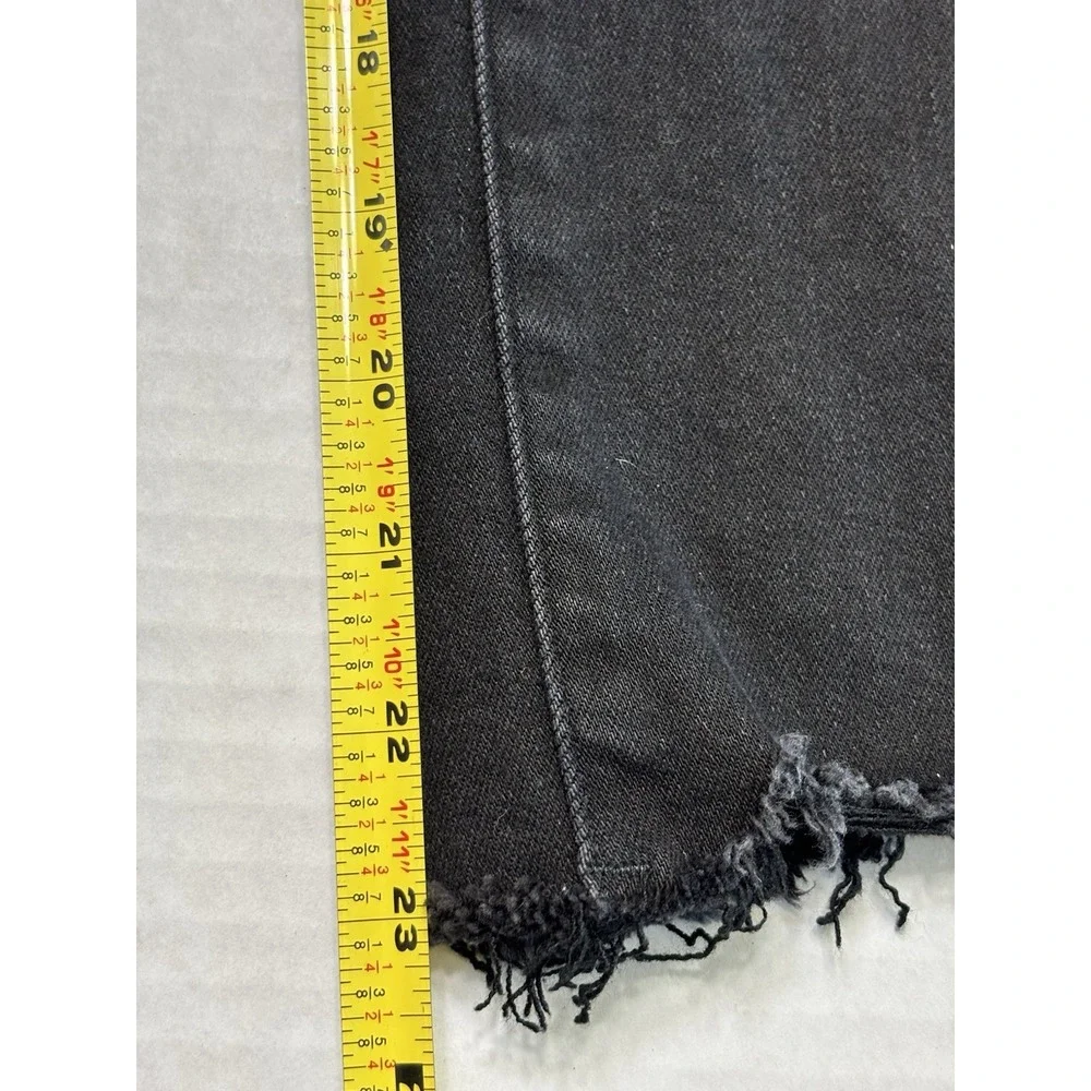 Judy Blue Wide Crop Jeans Womens 7/28 Black High Rise Raw Hem Stretch‎